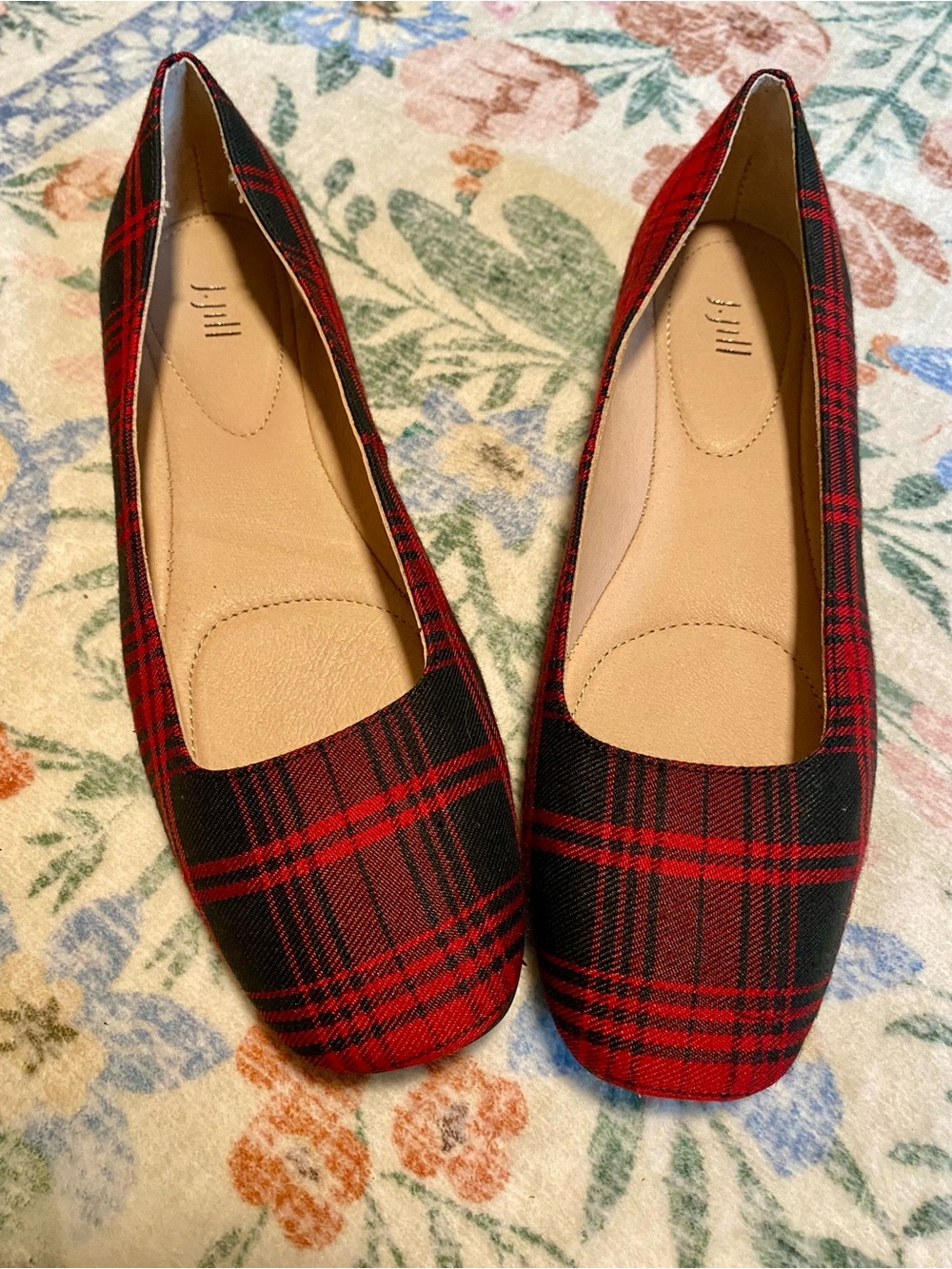 NWOT J Jill Plaid Red Flats